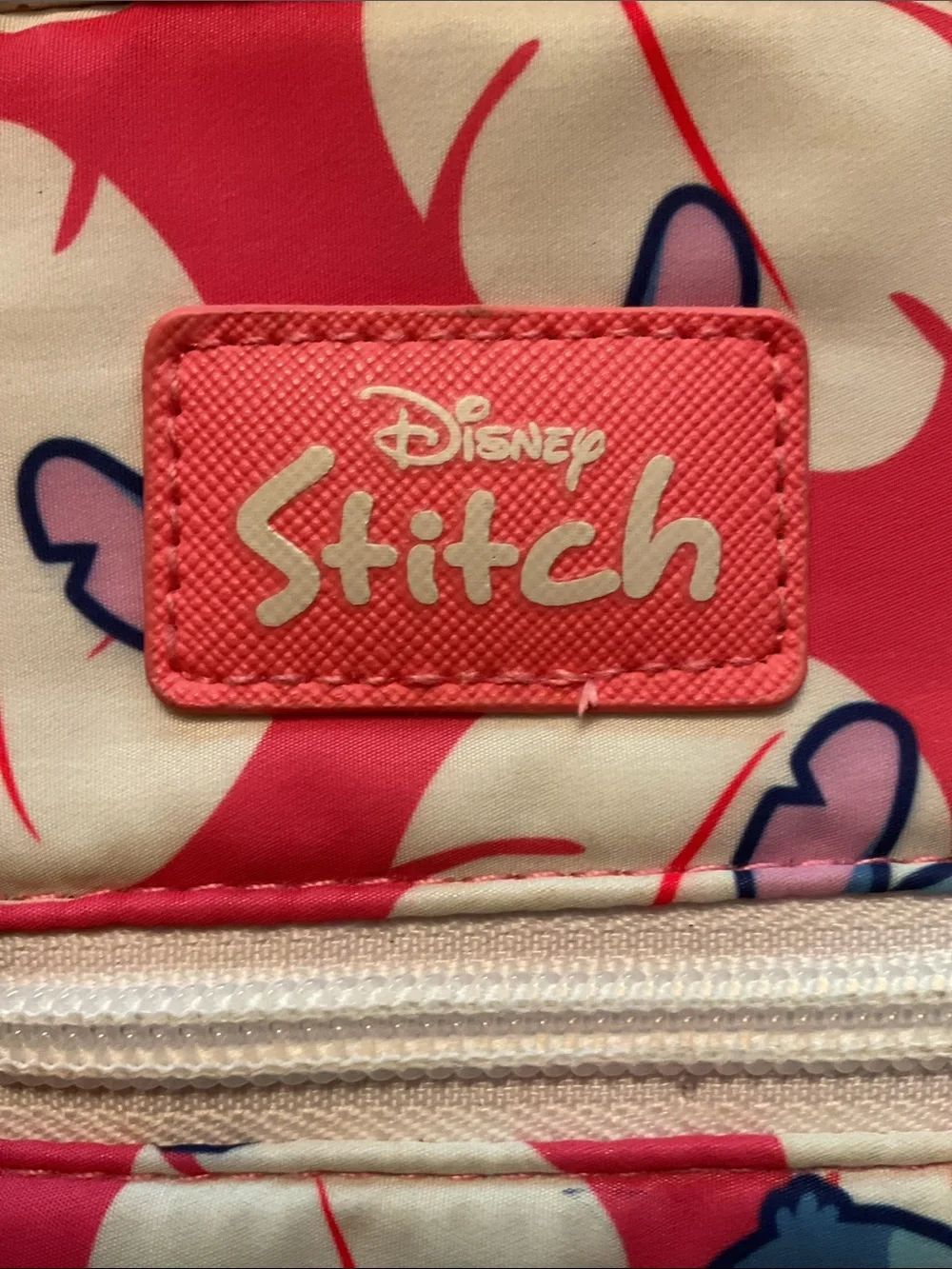 Disney Stitch Crossbody Bag - Coral Pink, Navy & Cream Accents